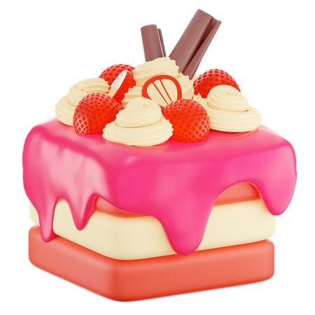 Free Strawberry Cake  3D Icon