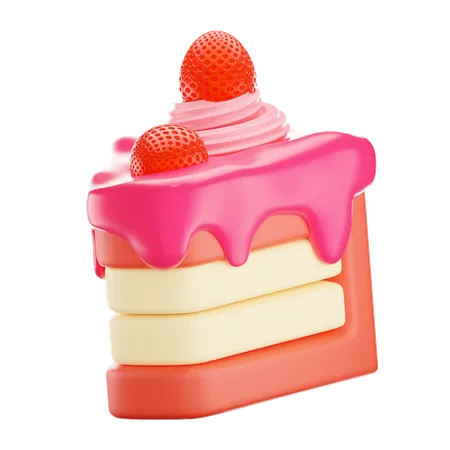 Free Strawberry Cake  3D Icon