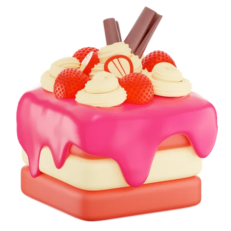 Free Strawberry Cake  3D Icon