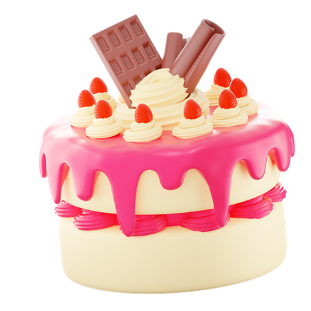 Free Strawberry Cake  3D Icon