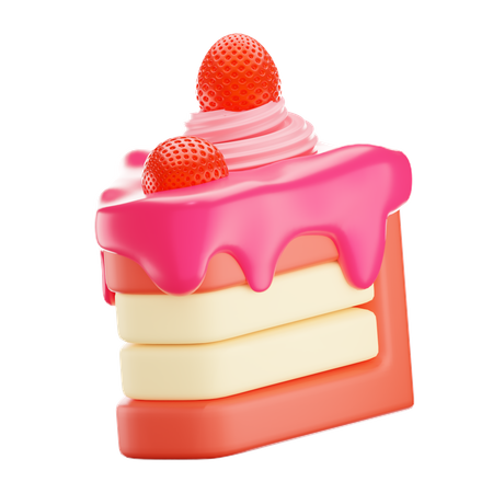 Free Strawberry Cake  3D Icon