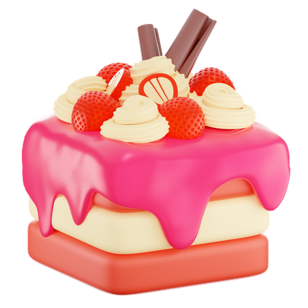 Free Strawberry Cake  3D Icon