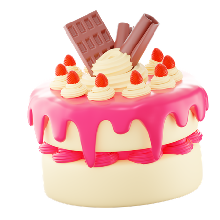 Free Strawberry Cake  3D Icon