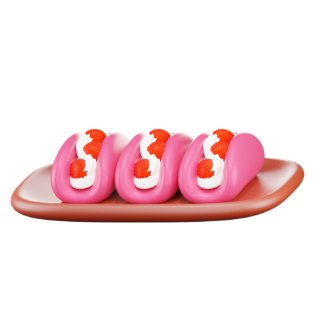Free Strawberry Roll  3D Icon