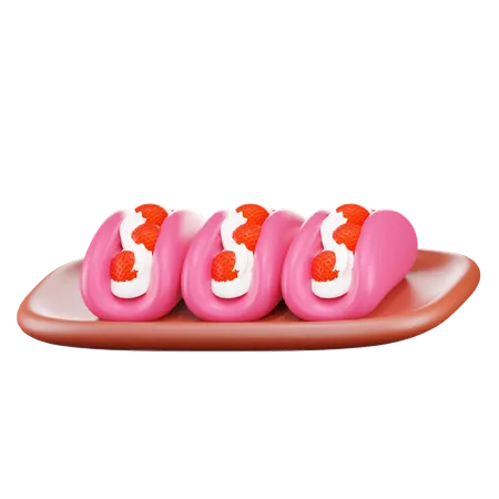 Free Strawberry Roll  3D Icon