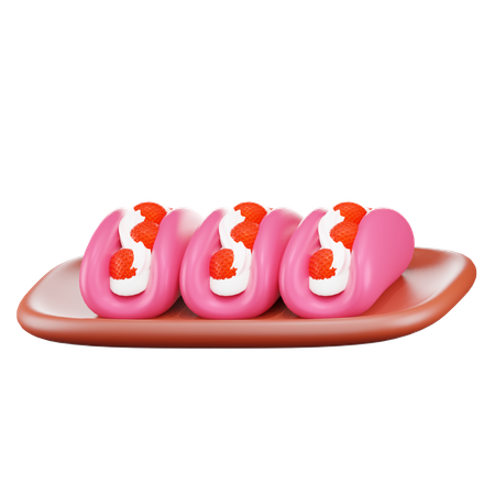 Free Strawberry Roll  3D Icon