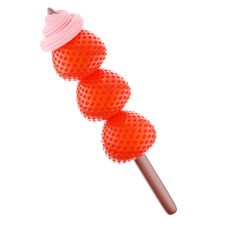 Free Strawberry Stick  3D Icon