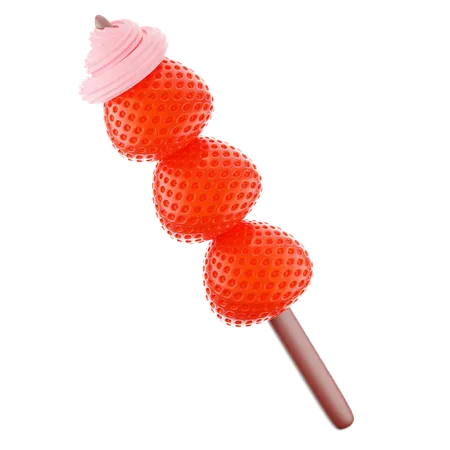 Free Strawberry Stick  3D Icon