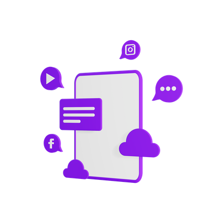 Free Tablette avec réseaux sociaux  3D Icon