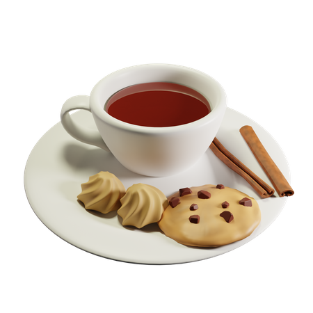 Free Tasse de thé et biscuits  3D Icon