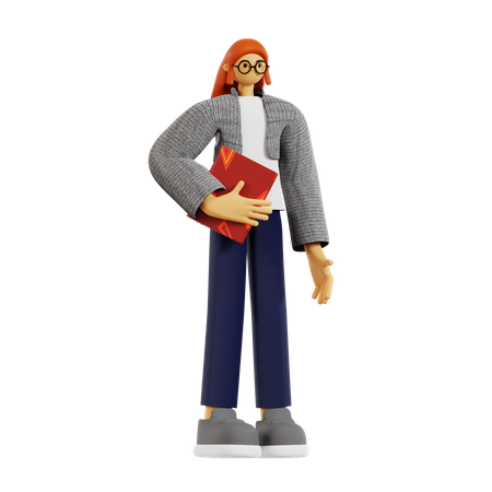 Free Teacher holding book  3D Illustration