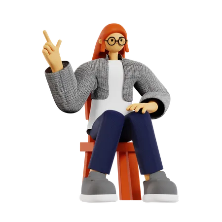 Free Teacher pointing finger  3D Illustration