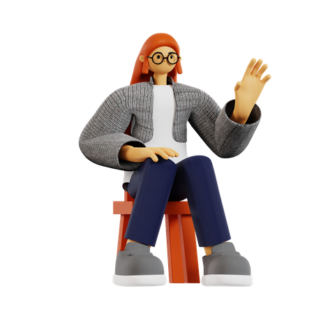 Free Teacher teaching while sitting  3D Illustration