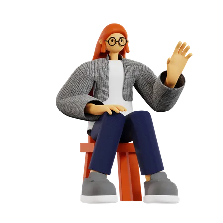 Free Teacher teaching while sitting  3D Illustration