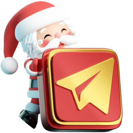 Free Telegram Showcases Santa Carrying The Telegram Logo In A Delightful 3 D Setting Merging Messaging Innovation With Christmas Charm 3D Icon