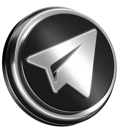 Free Telegram Logo With A Silver And Black Color Scheme 3D Icon
