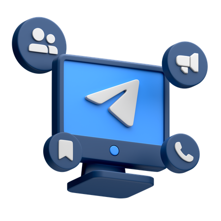 Free Telegramm auf dem Desktop-Monitor  3D Icon