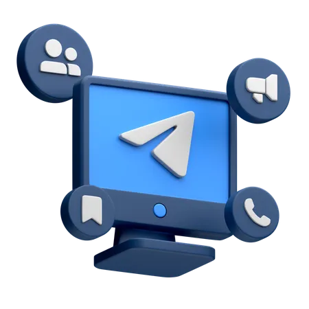 Free Telegramm auf dem Desktop-Monitor  3D Icon