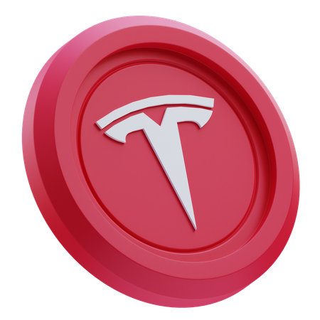 Free Tesla-Logo auf roter runder Münze  3D Icon
