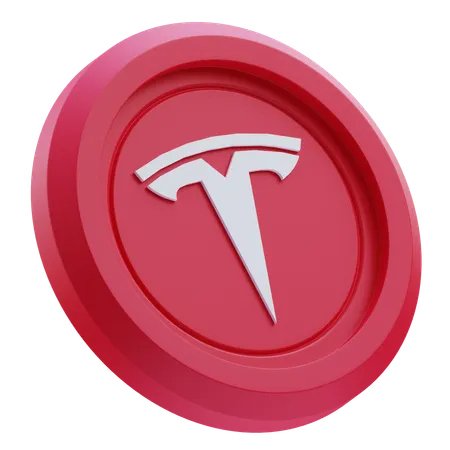 Free Tesla-Logo auf roter runder Münze  3D Icon