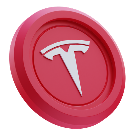 Free Tesla Logo on Red Circular Coin  3D Icon