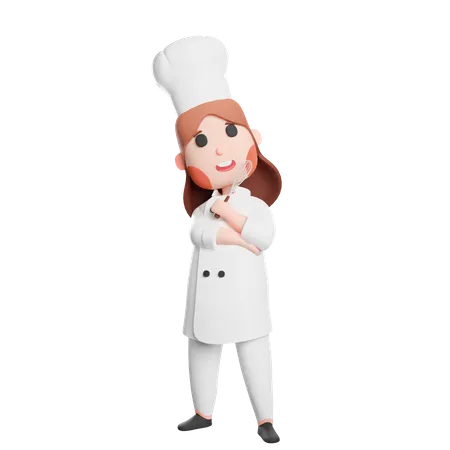 Free Thoughtful chef  3D Illustration