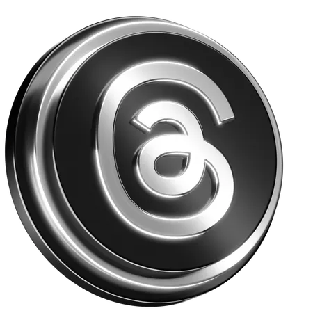 Free Silver And Black Themed 3 D Threads Logo 3D Icon