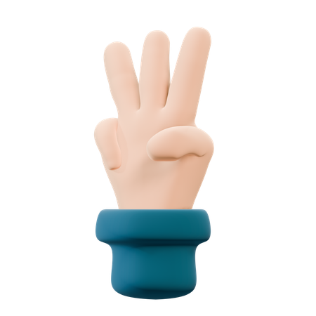 Free Three Fingers Hand Gesture  3D Icon