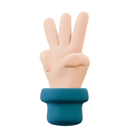 Free Three Fingers Hand Gesture  3D Icon