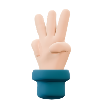 Free Three Fingers Hand Gesture  3D Icon