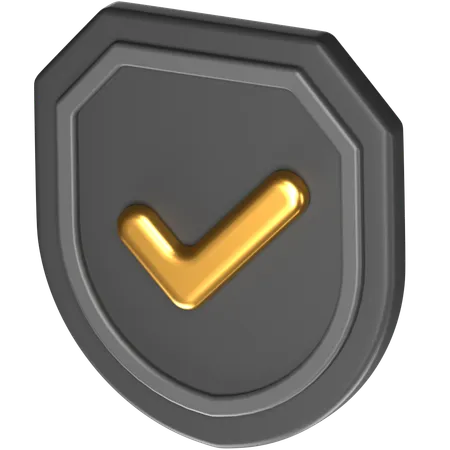 Free 3 D Icon Of A Shield With Tick Sign 3D Icon