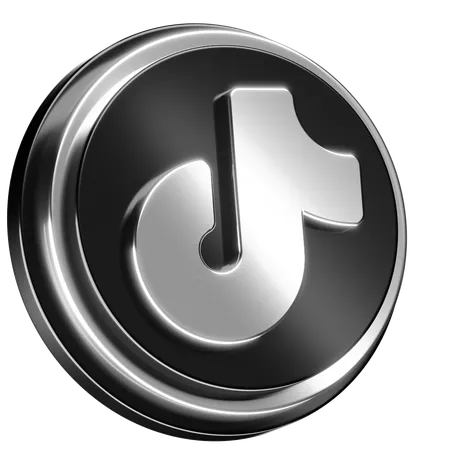 Free Tik Tok Logo Designed In Silver And Black With A 3 D Look 3D Icon