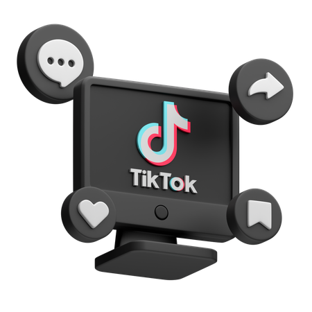 Free TikTok auf dem Desktop-Monitor  3D Icon