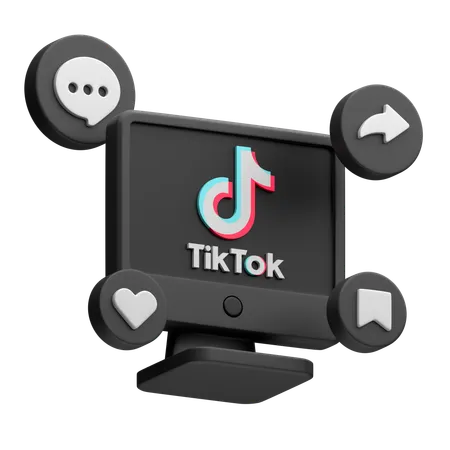 Free TikTok auf dem Desktop-Monitor  3D Icon