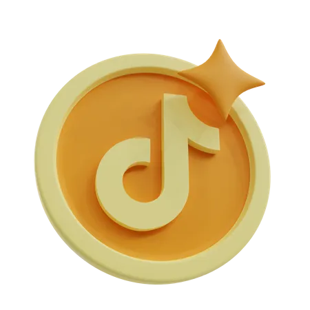 Free Pièce de monnaie tiktok avec étoile clignotante  3D Icon