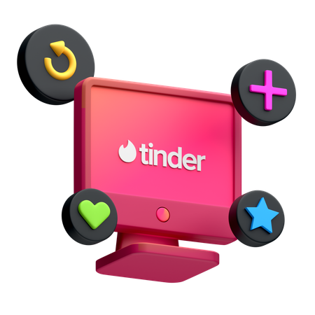 Free Tinder auf dem Desktop-Monitor  3D Icon