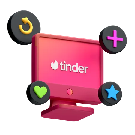 Free Tinder auf dem Desktop-Monitor  3D Icon