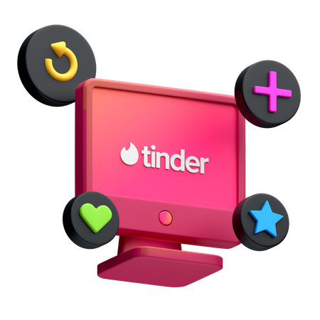 Free Tinder On Desktop Monitor  3D Icon