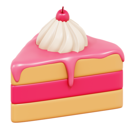 Free Tranche de gâteau aux fraises  3D Icon