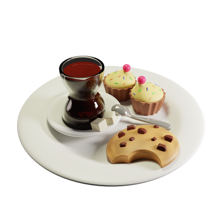 Free Turkish Tea Glass And Cookies  3D Icon