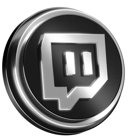 Free Sleek Twitch Logo Design In Silver And Black 3D Icon