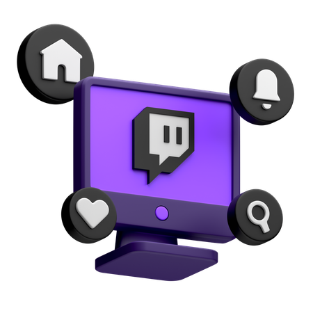 Free Twitch On Desktop Monitor  3D Icon