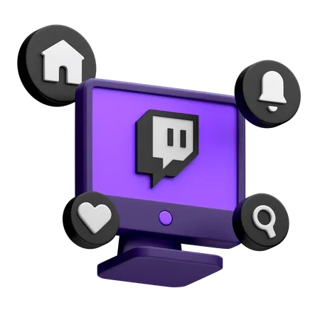 Free Twitch On Desktop Monitor  3D Icon