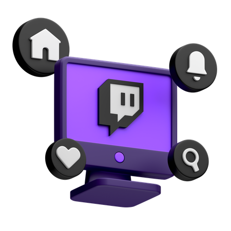 Free Twitch sur un écran de bureau  3D Icon