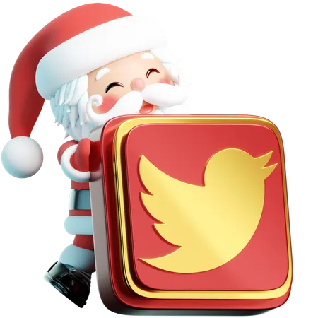 Free Twitter Displays Santa Holding The Twitter Logo In A Conversational 3 D Environment Spreading Festive Tweets And Connections 3D Icon