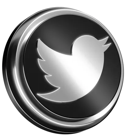 Free 3 D Twitter Logo In Silver And Black 3D Icon