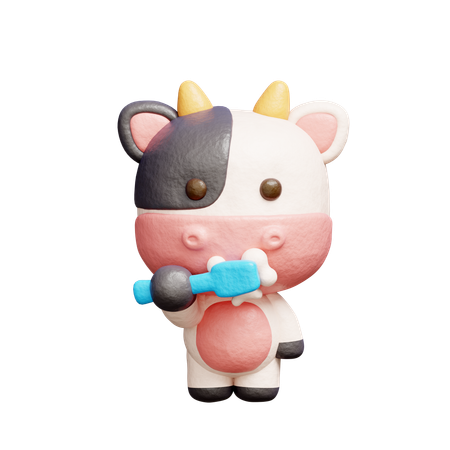 Free Vaca fofa escovando os dentes  3D Icon
