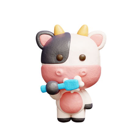 Free Vache mignonne se brossant les dents  3D Icon