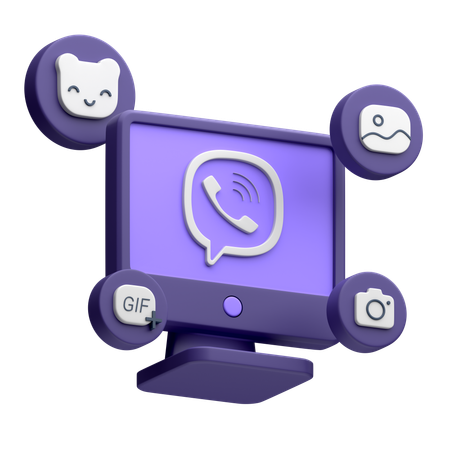 Free Viber auf dem Desktop-Monitor  3D Icon