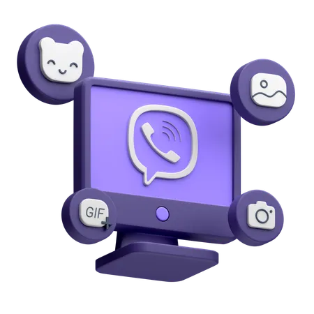 Free Viber auf dem Desktop-Monitor  3D Icon